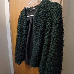 Zara Deep Green Plush Teddy Jacket